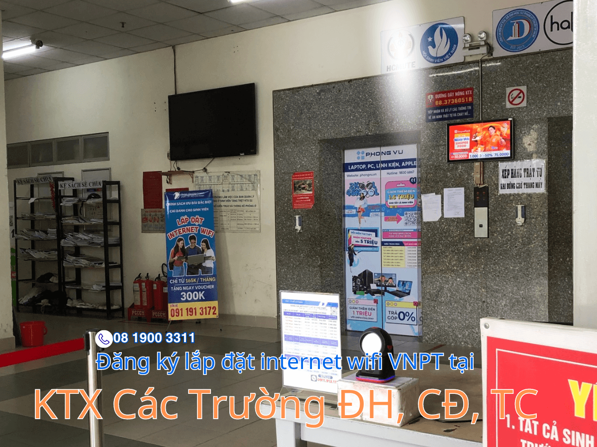 KTX sinh viên đang lắp internet vnpt